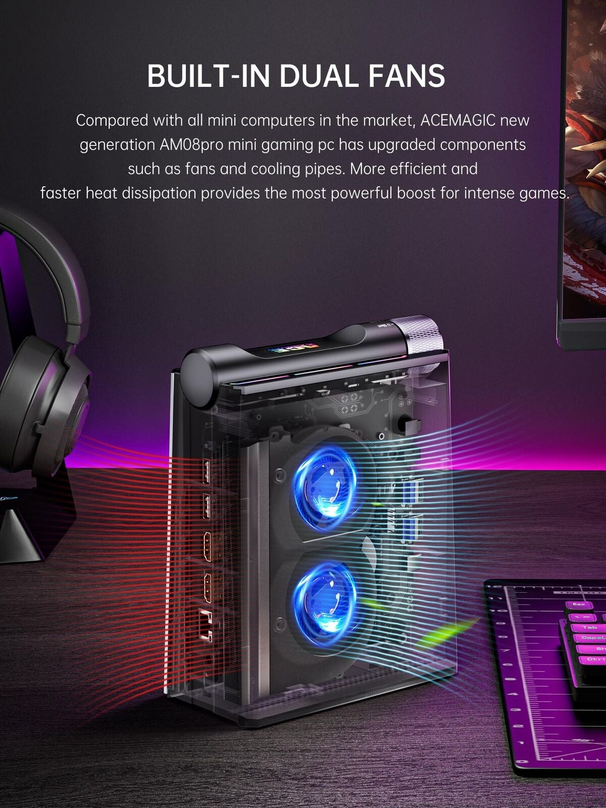 ACEMAGICIAN Gaming Mini PC, AMD Ryzen 9 6900HX (Up to 4.9 Ghz) Dual Fan Mini ...