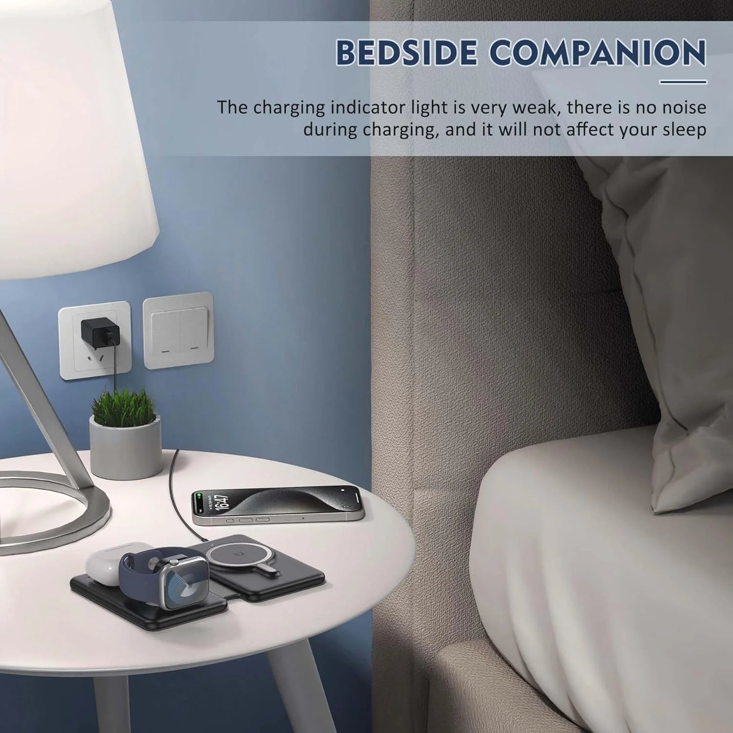 Magnetic Wireless Charger for Iphone: Foldable 3 in 1 Fast Charging for Apple Devices for Iphone 15/14/13/12 Series, Charging Pad for Apple Watch Series & Airpods 3 2 Pro