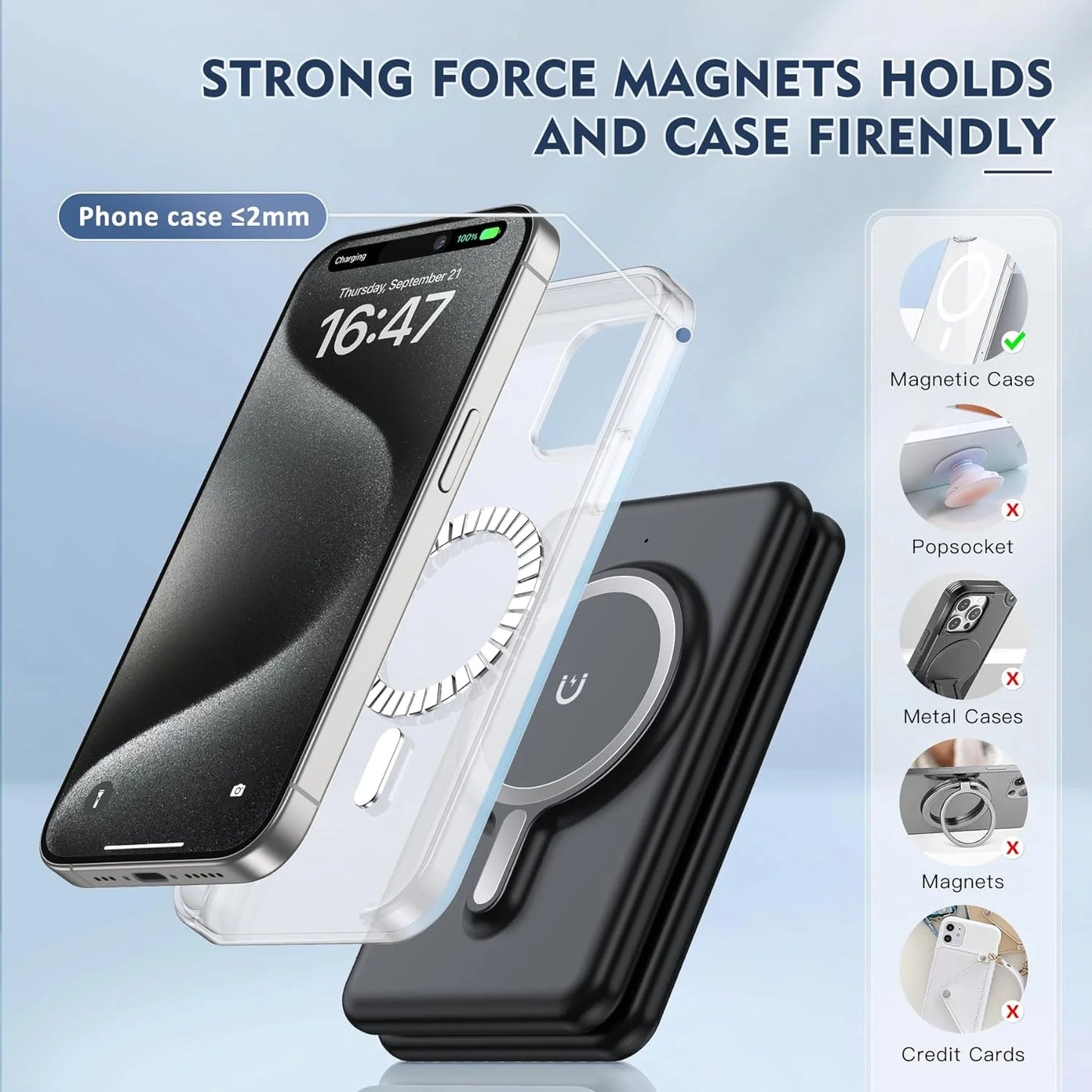 Magnetic Wireless Charger for Iphone: Foldable 3 in 1 Fast Charging for Apple Devices for Iphone 15/14/13/12 Series, Charging Pad for Apple Watch Series & Airpods 3 2 Pro