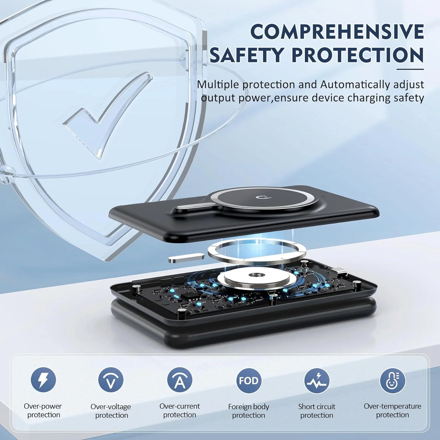 Magnetic Wireless Charger for Iphone: Foldable 3 in 1 Fast Charging for Apple Devices for Iphone 15/14/13/12 Series, Charging Pad for Apple Watch Series & Airpods 3 2 Pro