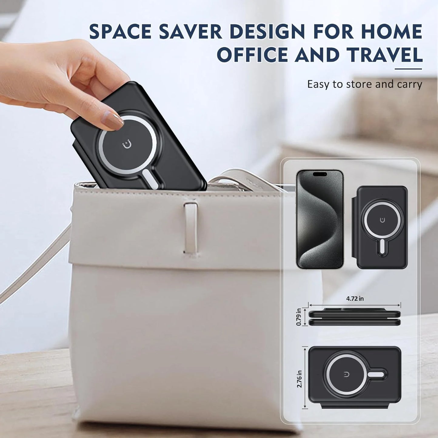 Magnetic Wireless Charger for Iphone: Foldable 3 in 1 Fast Charging for Apple Devices for Iphone 15/14/13/12 Series, Charging Pad for Apple Watch Series & Airpods 3 2 Pro